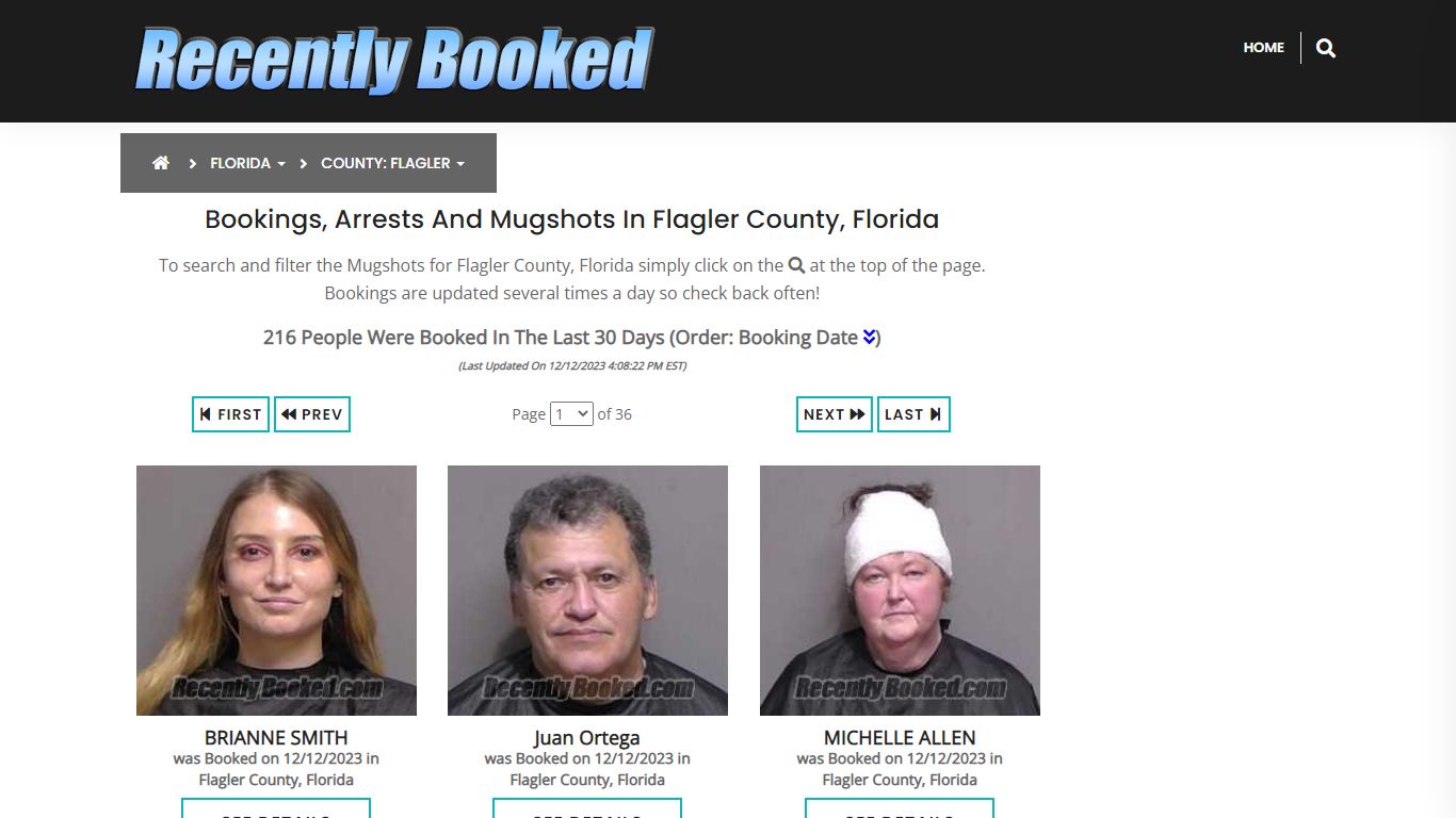 Recent bookings, Arrests, Mugshots in Flagler County, Florida